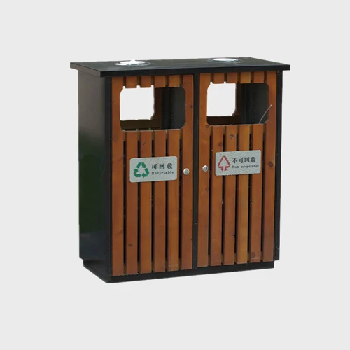 Dual Compartment Outdoor Recycling Bin for Parks and Schools 1