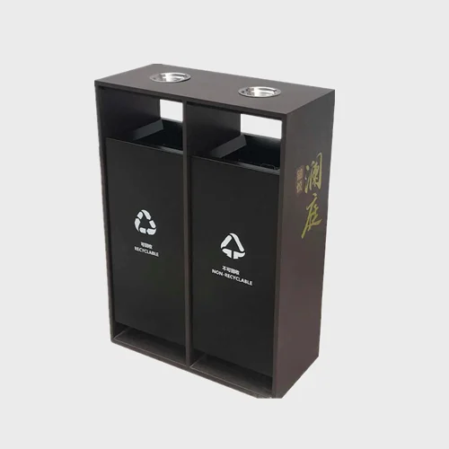 Cubo de Basura de Acero de Doble Compartimento para Exteriores 1