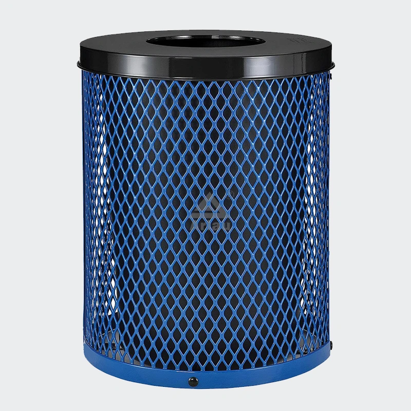 36 Gallon outdoor expanded metal round trash container 1
