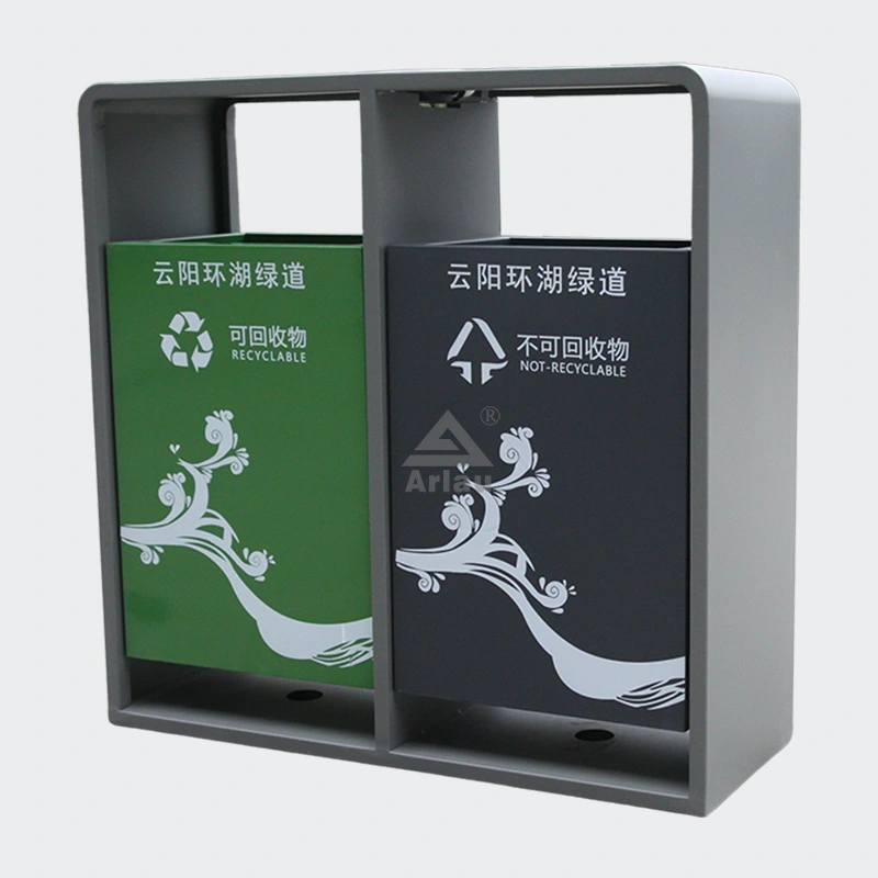 Outdoor street steel sorting waste bin 1