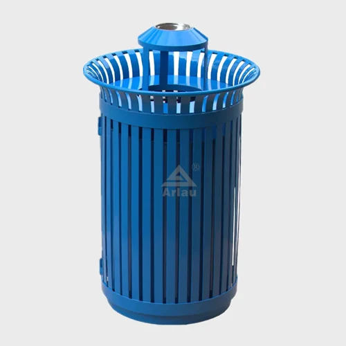 Garden steel standing trash can with ashtray 1