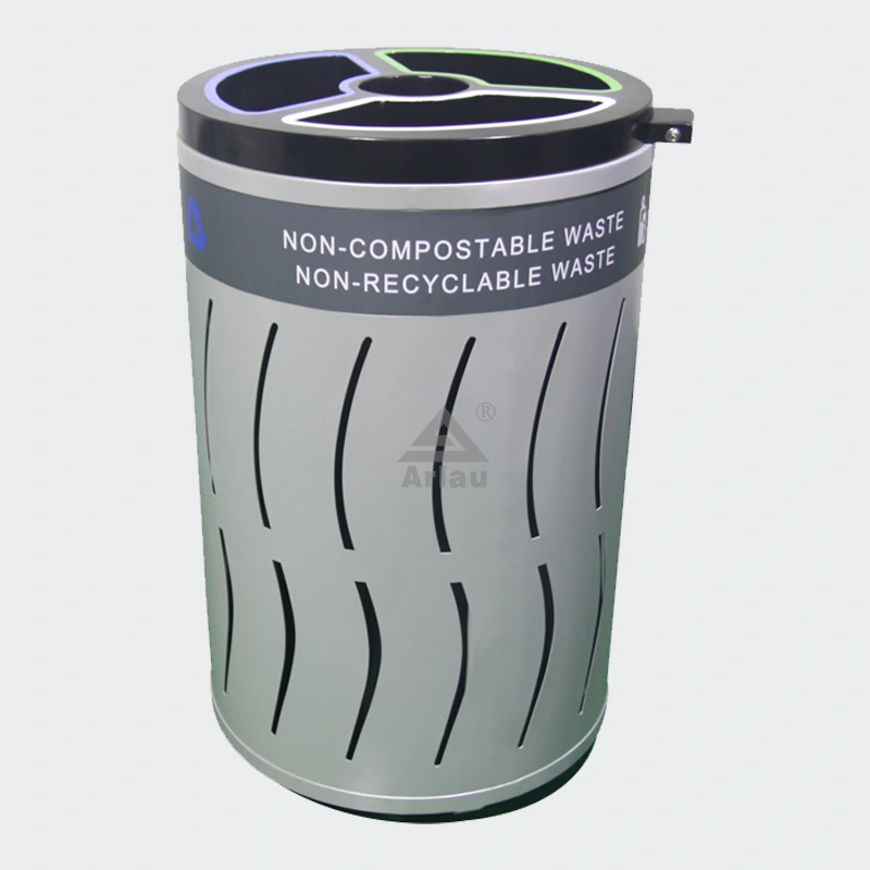 Big Outdoor Big Modern Round Metal Trash 1