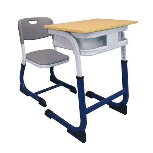 School single adjustable desk and chair set 1