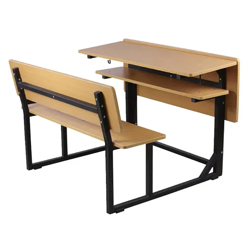 Classroom wooden double desk and chair 1