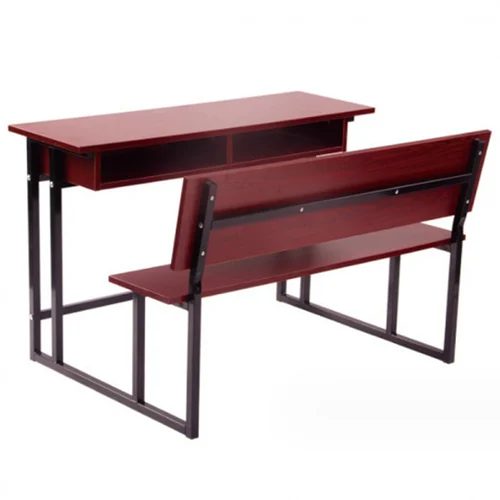 Classroom double desk with bench 1