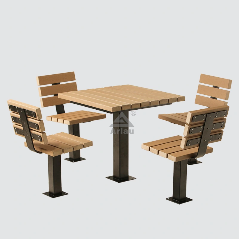 Wooden outdoor coffee table and 4 chairs set 1