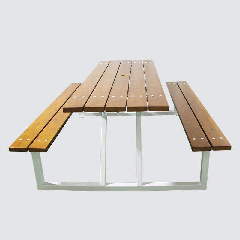 Outdoor wooden picnic table and bench 1