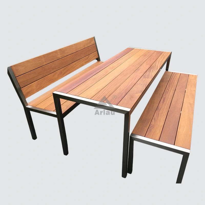 Muebles de madera de la silla de la mesa de comedor del jardín del acero inoxidable del diseño en venta 1