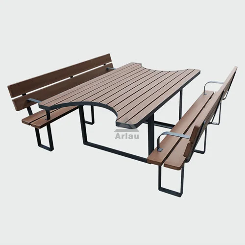 Juego de banco y mesa de picnic para discapacitados de madera para exteriores 1