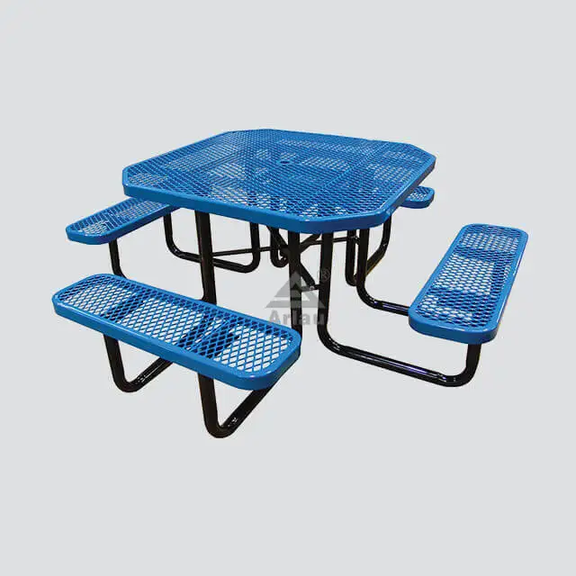 Expanded Metal 46 Octagonal Outdoor Commercial Picnic Table 1