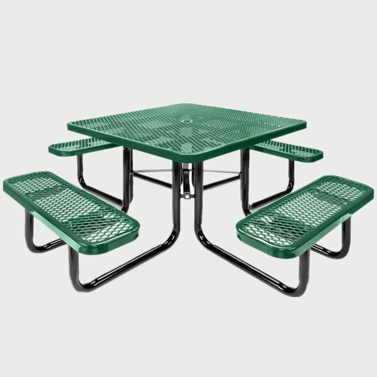 Table et chaises de pique-nique en métal élargie en plein air 1