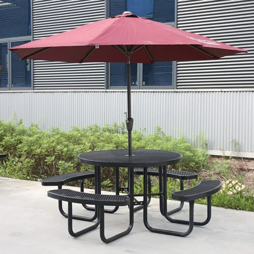 Mesa de picnic para acampar al aire libre con jardín con paraguas 1
