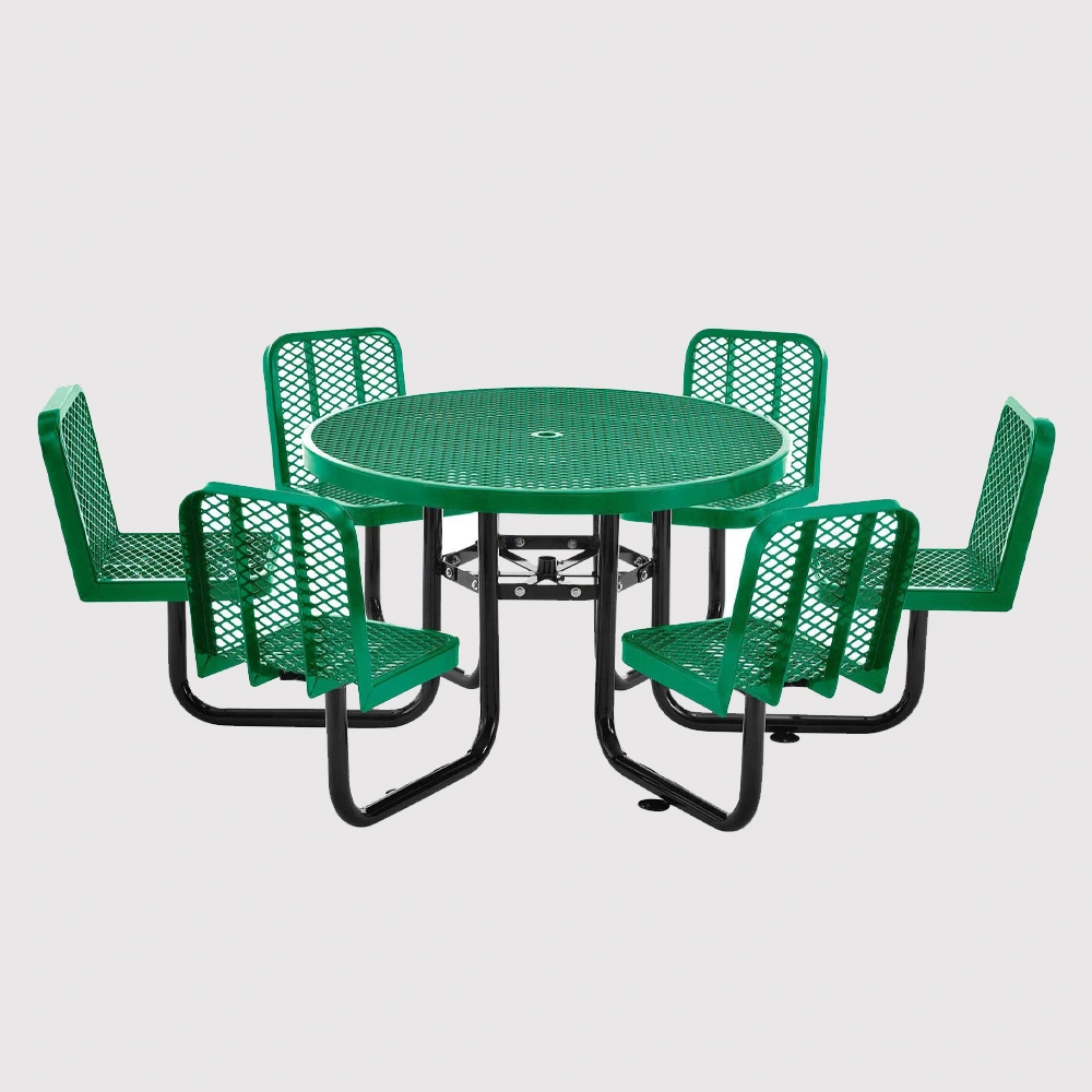 Table de pique-nique ronde en thermoplastique avec 6 chaises 1