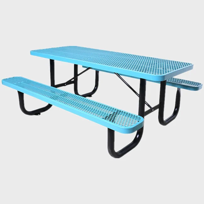 Table de pique-nique commerciale en plein air en métal expansé de 6 pieds 1
