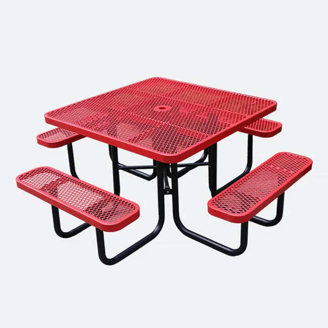 Expanded steel square restaurant commercial picnic table 1