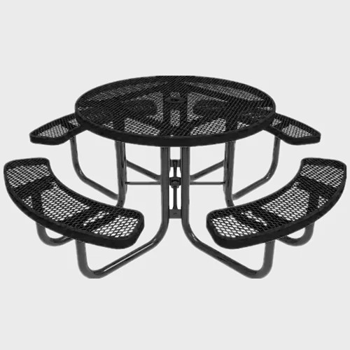 Outdoor round metal picnic table with umbrella hole 1