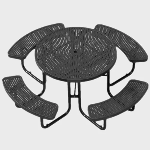 Perforated steel round commercial picnic table 1