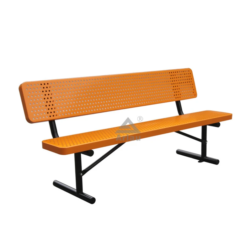 Banc de jardin public en acier perforé 6 8 pour parc extérieur 1