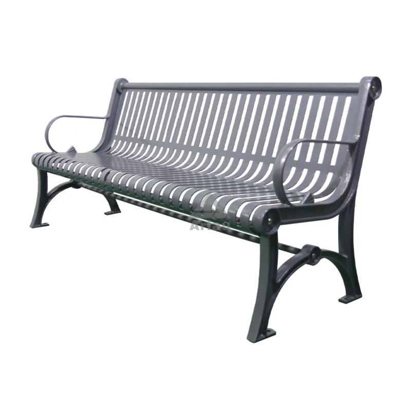 Mobilier d'extérieur banc en métal moderne park street avec dossier 1