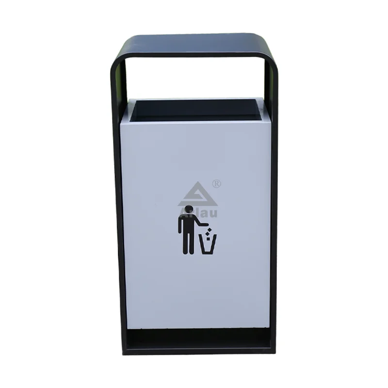 Outdoor public commercial rectangular metal trash bin with or without ashtray 1