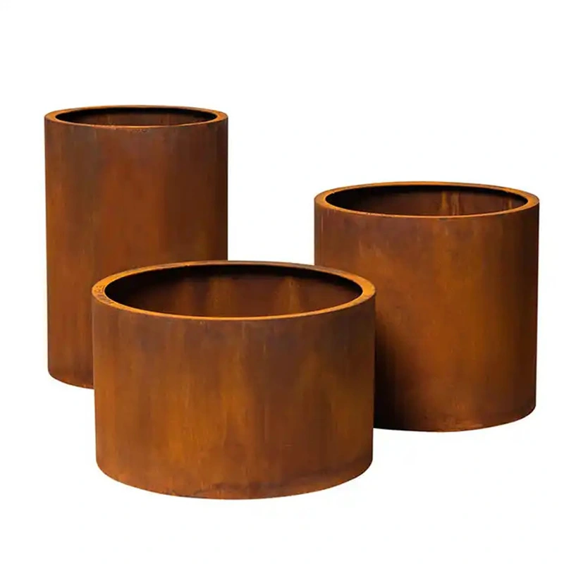 Pot de jardinière en acier corten de grande taille pour patio de jardin extérieur 1