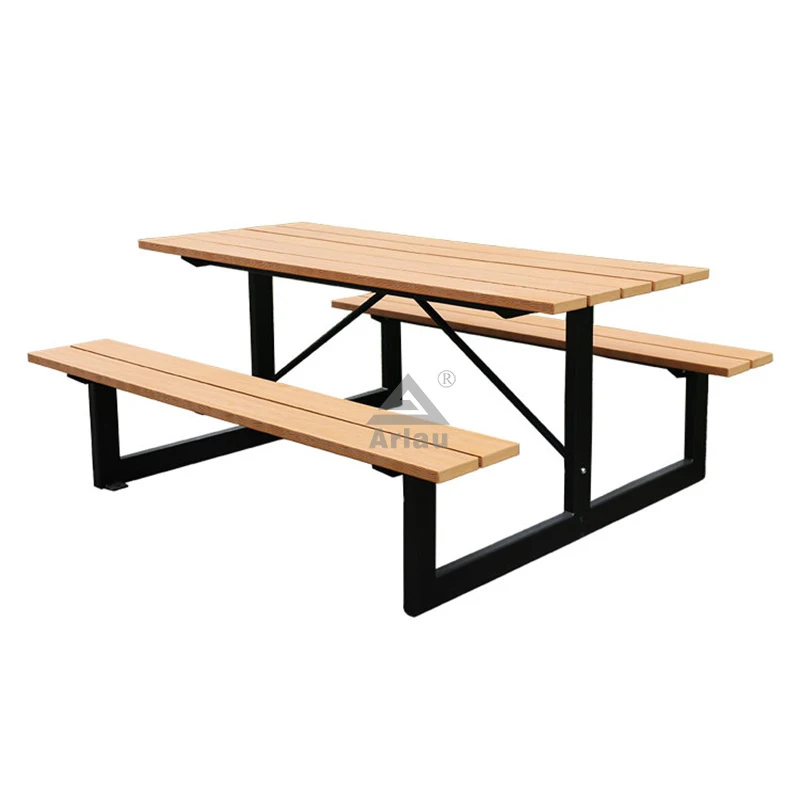 Outdoor WPC wood commercial picnic table with detached bench 1