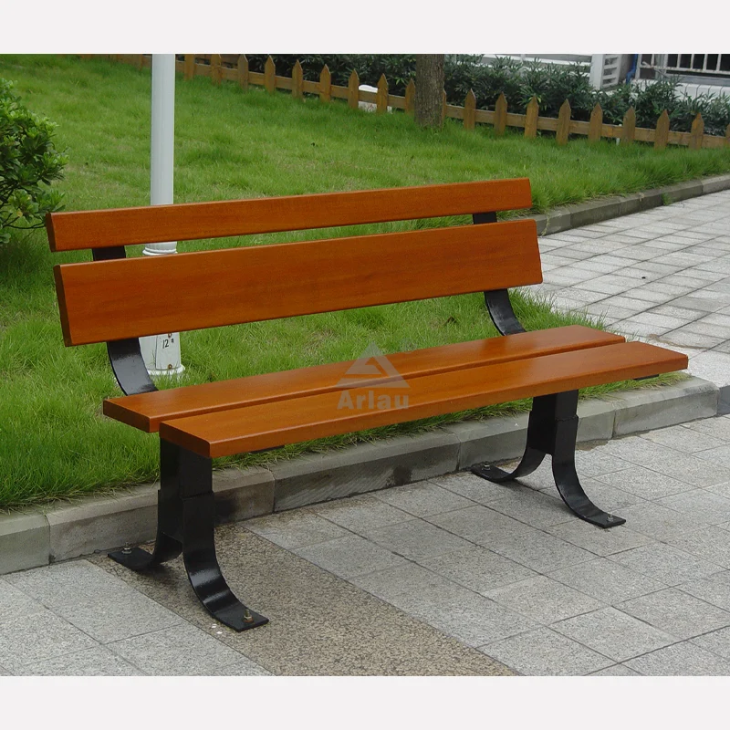 Tall outdoor long wood bench 1