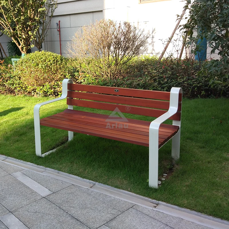 Banco de patio de madera de 2 personas al aire libre 1