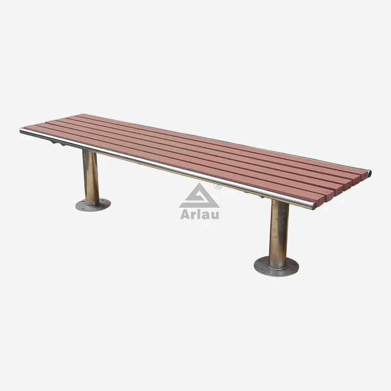 Backless outdoor contemporary wood bench 1