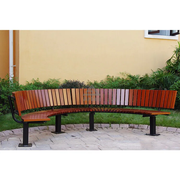 Factory Customized Curved Wood Slats Curved Garden Semicircular Outdoor Bench With Backrest 1