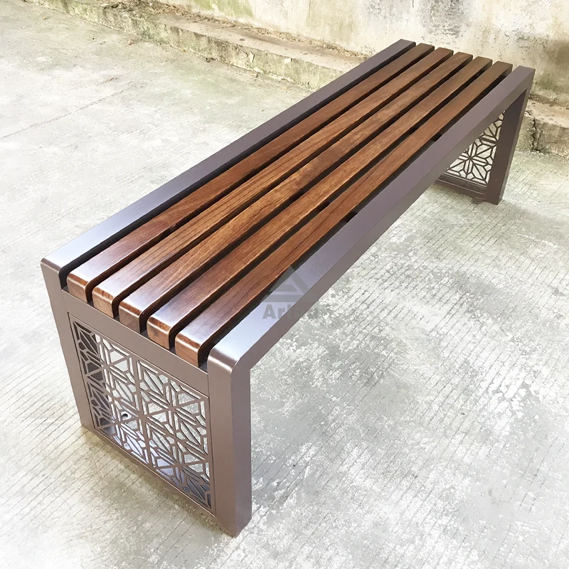 Outdoor no back wooden bench seat 1