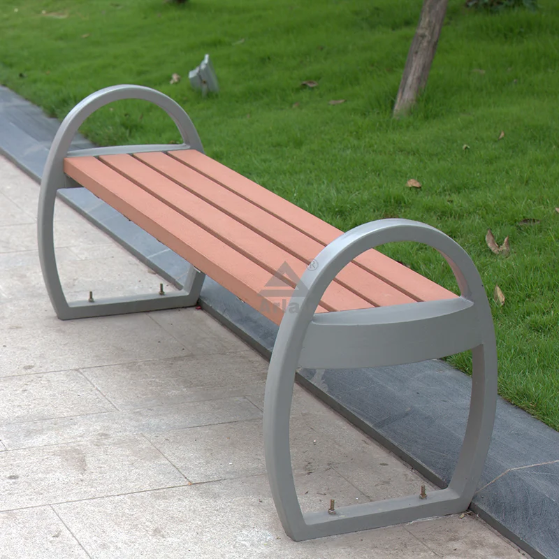 Banco de parque sin respaldo de aluminio fundido 1