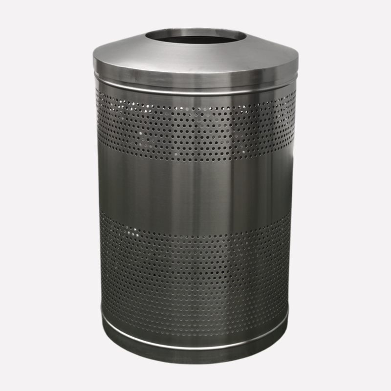 Brushed Stainless Steel Round Stand Waste Bin - Arlau