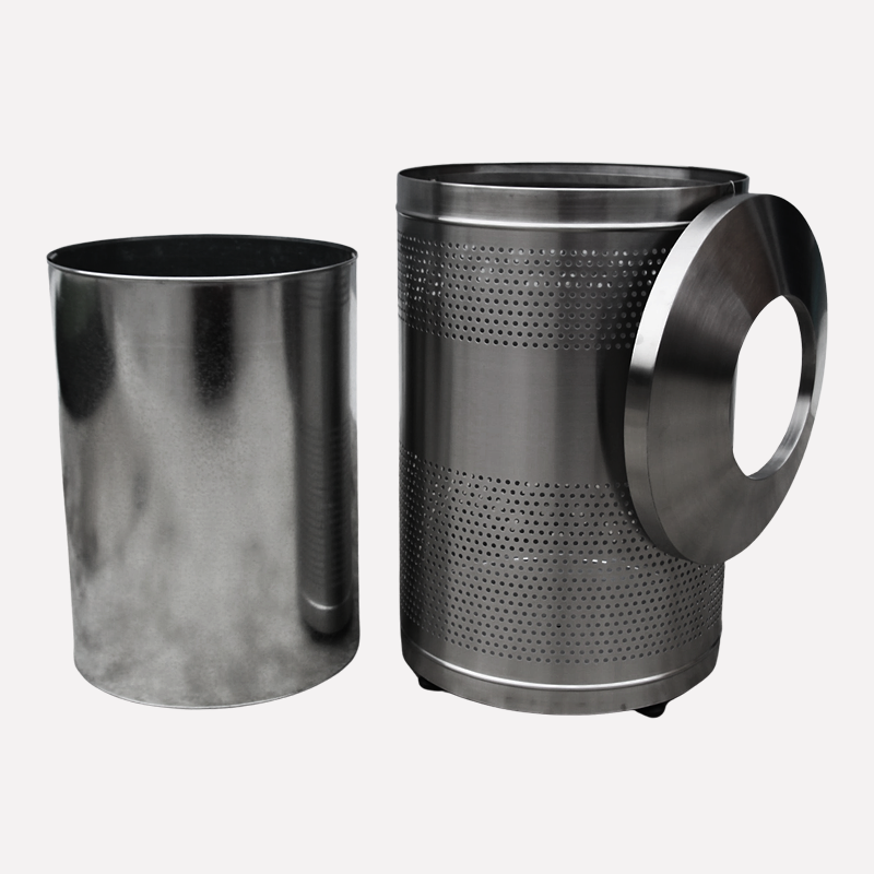 Brushed Stainless Steel Round Stand Waste Bin - Arlau