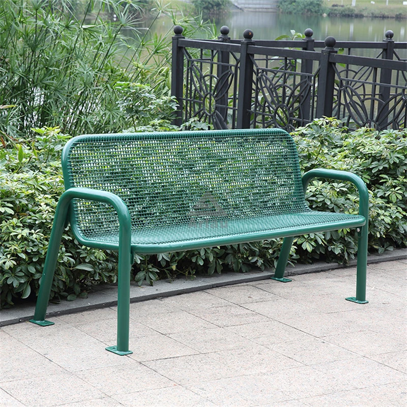 Park outdoor garden metal mesh bench with or without backrest 1