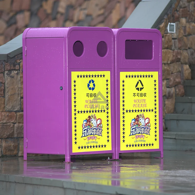 Outdoor dual recycle garbage can 1