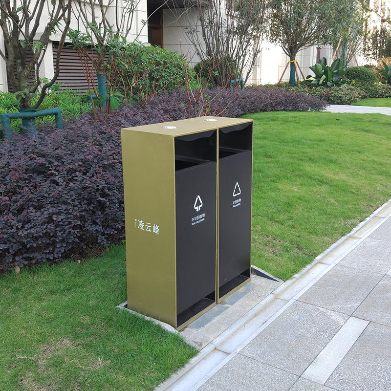 Garbage Dustbin Outside Heavy Duty Powder Coated Outdoor Garden Trash Bin - Arlau