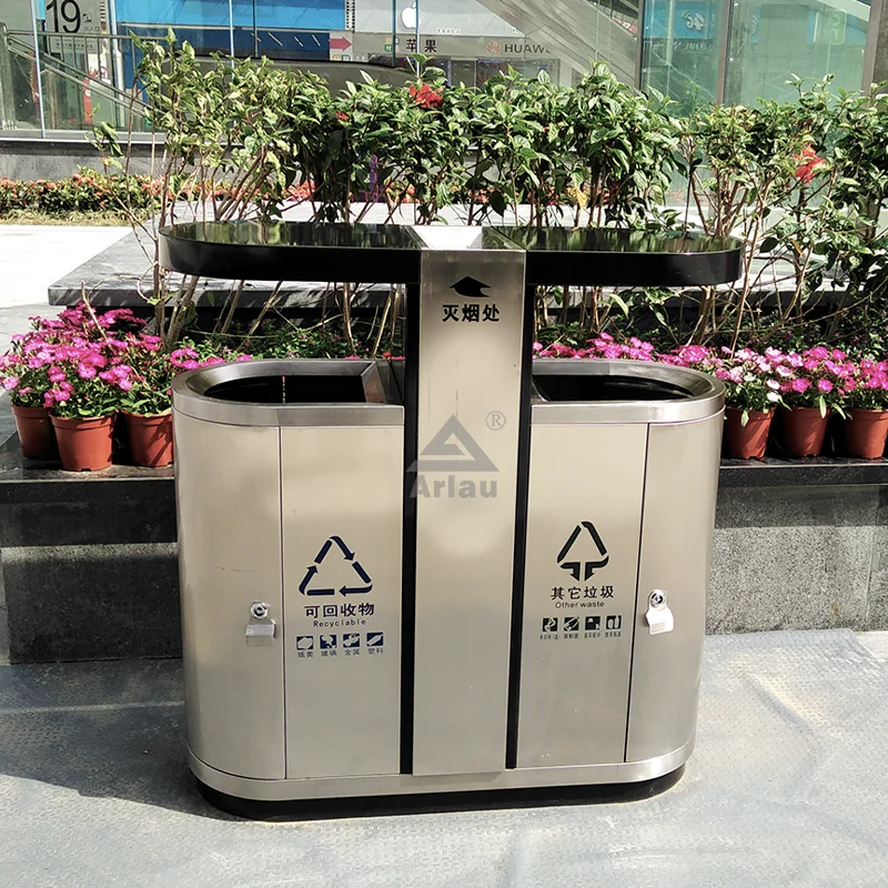 Garden steel durable sorting trash bin 1