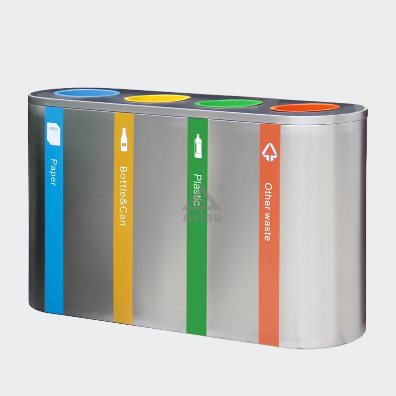 Design custom subway airport indoor stainless steel recycling trash can 1