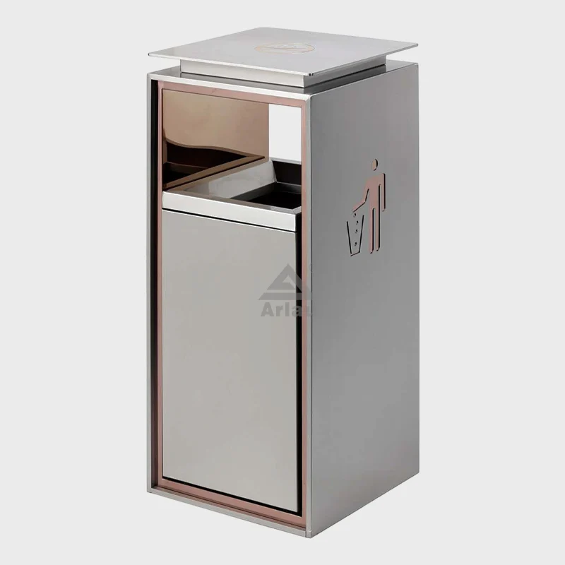 Indoor stainless steel trash can large hotel shopping mall lobby hotel trash can 1