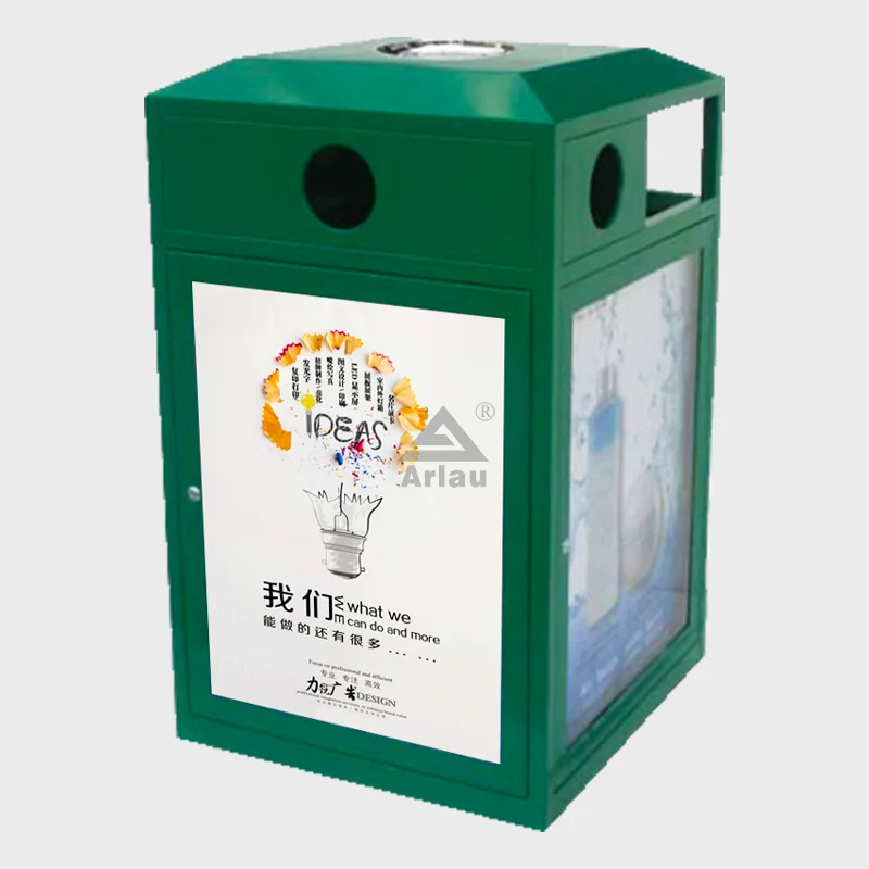 Outdoor street advertising trash can 1