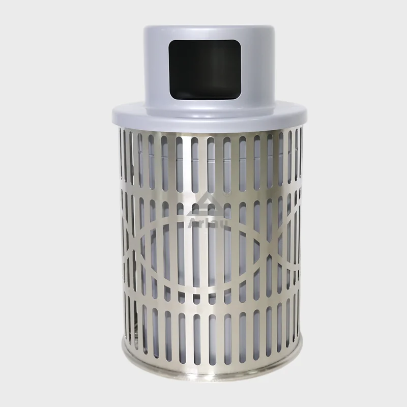 Big Tall Round Metal Trash Can 36 Gallons 1