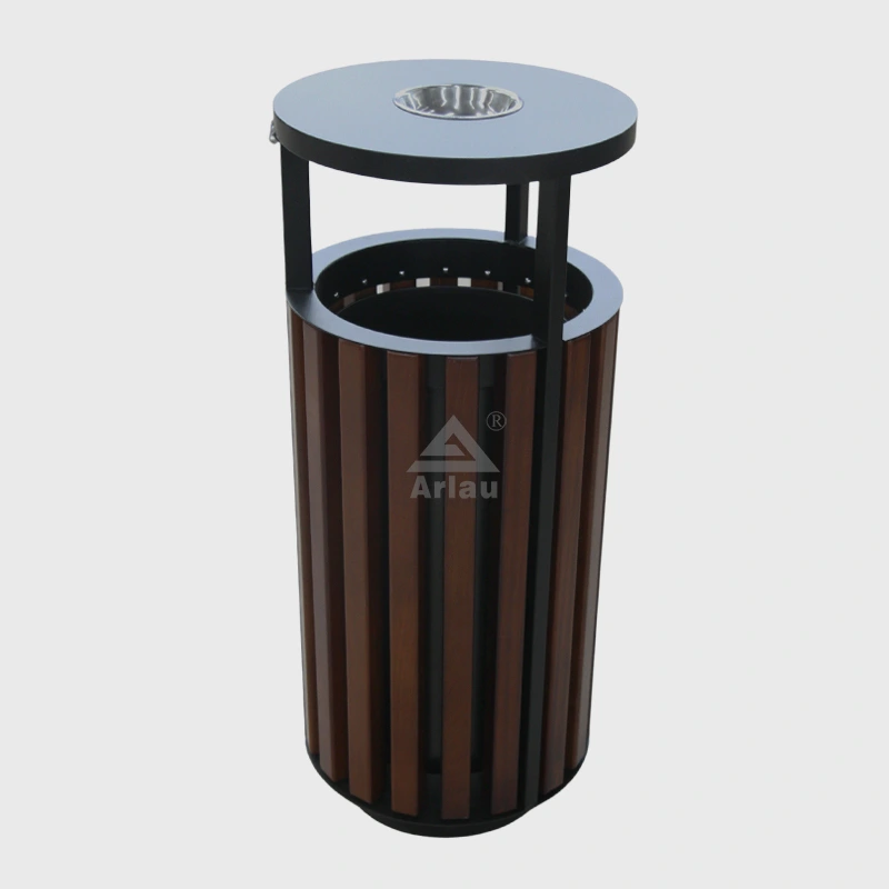 Two compartment commercial wooden waste bins 1