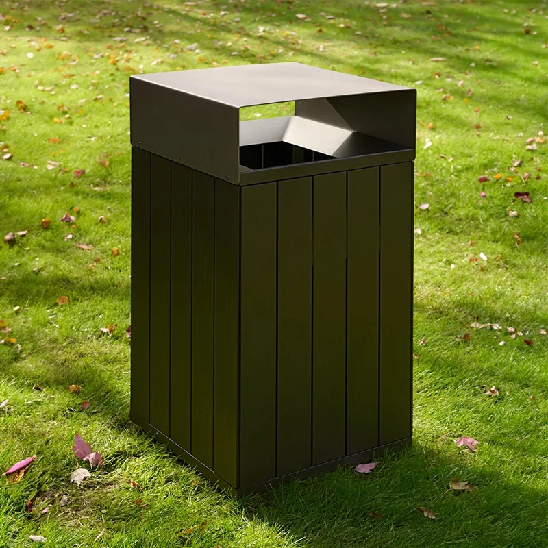 Heavy Duty Outdoor Wood Style Aluminum Alloy Recycling Bin 1