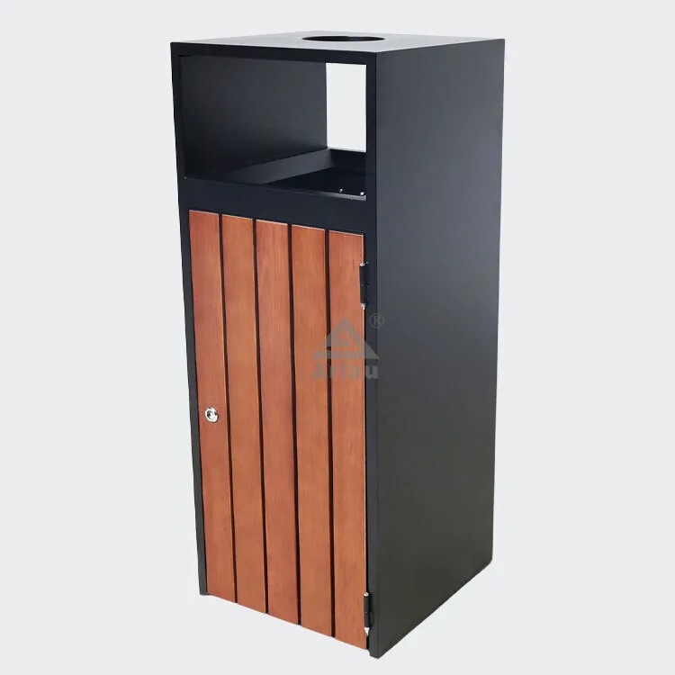 Outdoor Street Cool Wooden Dustbin 1