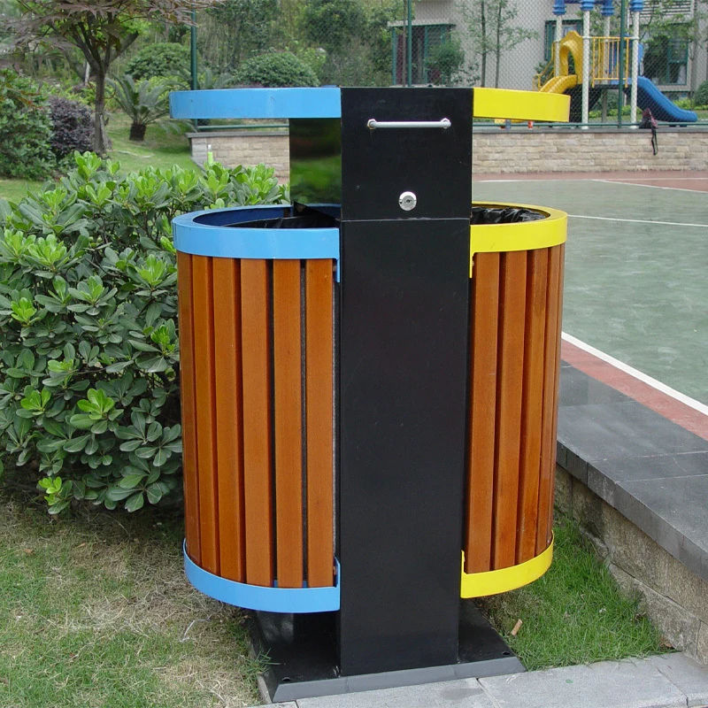 Yellow Outdoor garden Wooden Dustbin 1