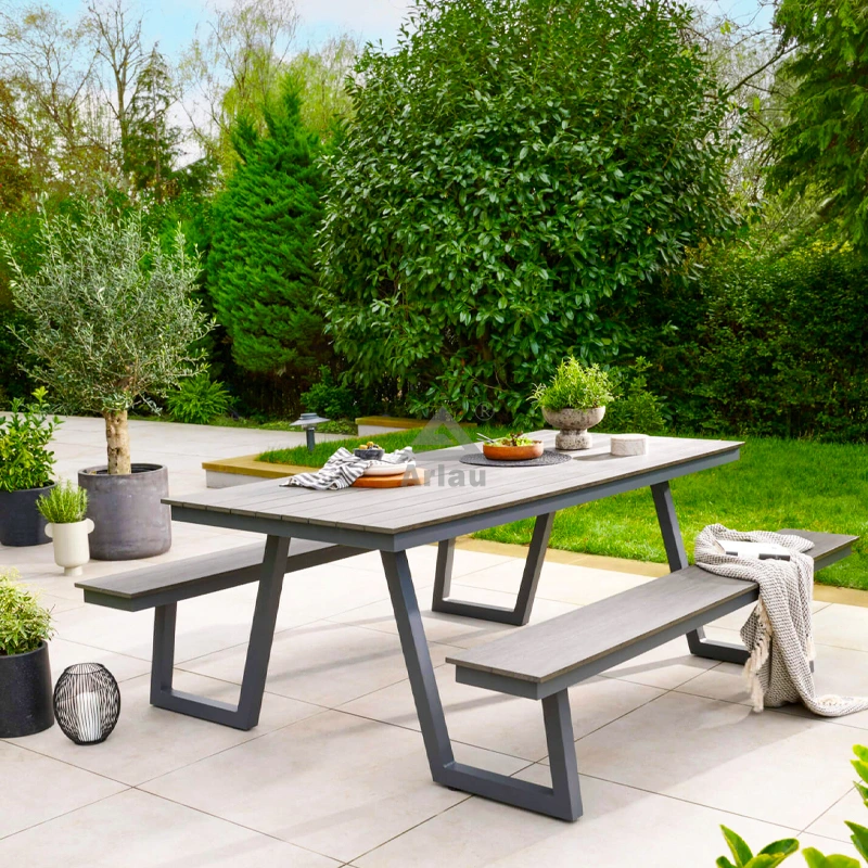 Outdoor metal and wood picnic table 1