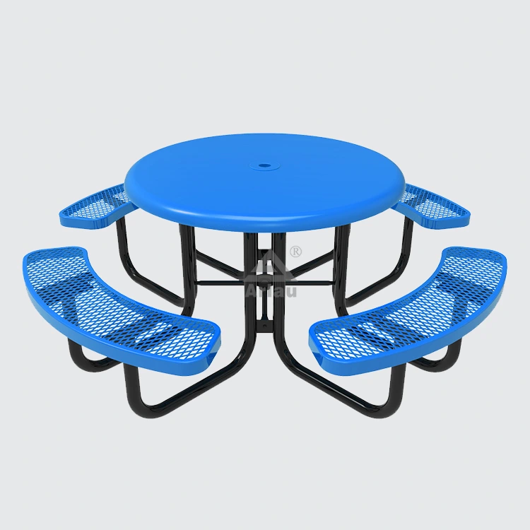 Out door solid top picnic table with attached bench 1