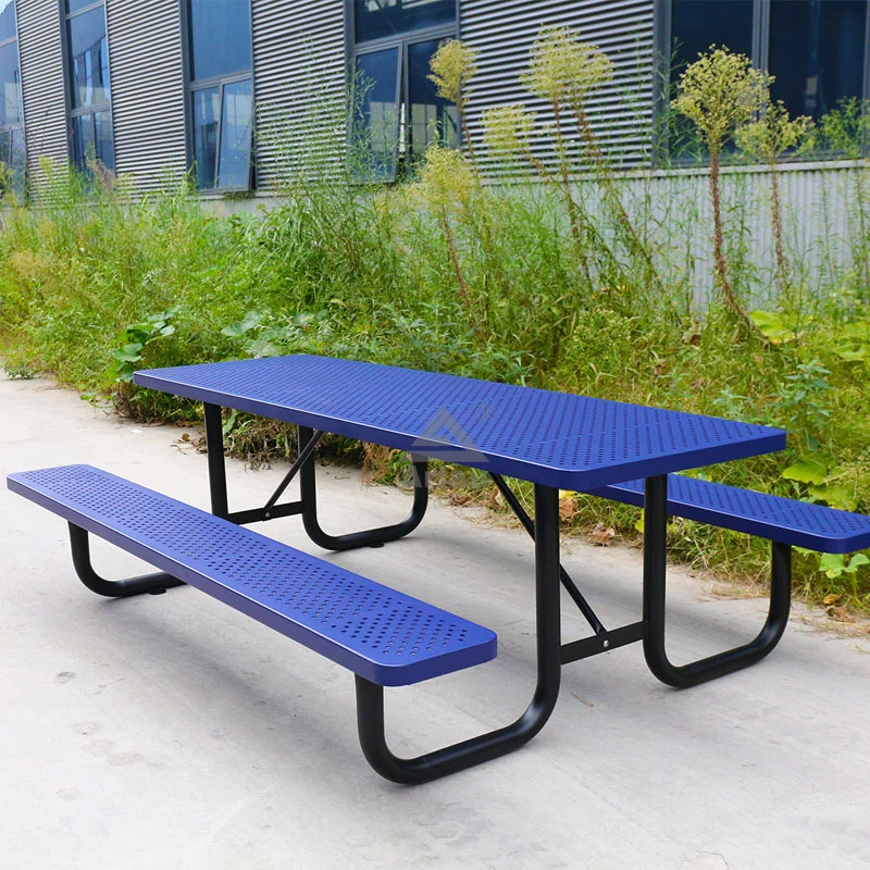 4Ft 6ft 8ft outdoor rectangular perforated steel picnic table 1