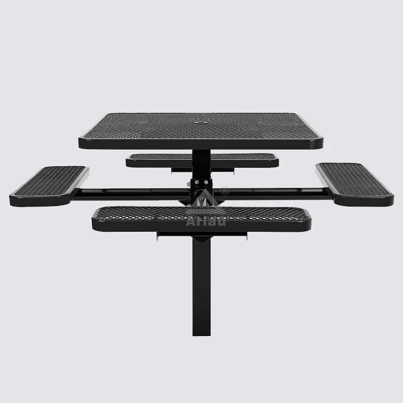 46 Square Expanded Metal School Outdoor Picnic Table, Ground Mount 1